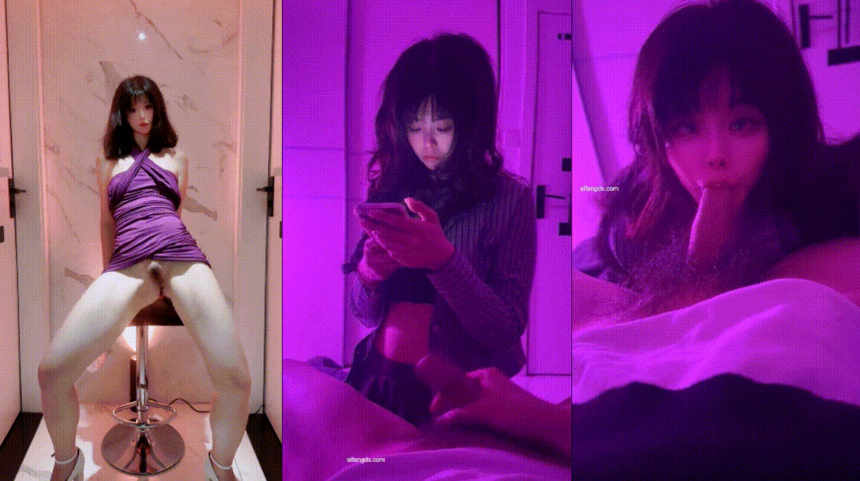 极品嫩妹舞啪福利姬【贝璃珞】最新露脸作品，紫色包臀裙顶逼裸舞，口吹颜射(2V)2